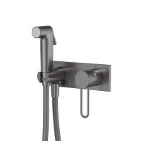 Встраиваемый смеситель с гигиеническим душем с защитным клапаном, графит матовый, Duna, IDDIS, DUNGMV0i08