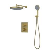 Душевая система с тропическим и ручным душем, с термостатом, матовое золото, Duna, IDDIS, DUNMG0Ti67