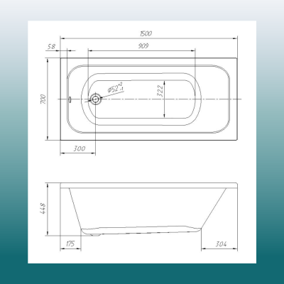 Ванна акриловая MITRA  VENTO Italy 150х70 