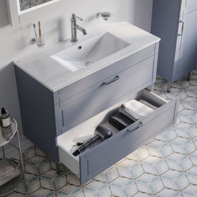 Тумба с умывальником, напольная, 100 см, светло-серый, Oxford, IDDIS, OXF10L1i95K