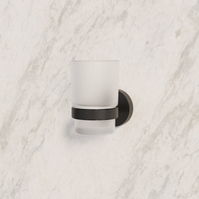 Подстаканник одинарный, черный матовый, матовое стекло, сплав металлов, Sena, IDDIS, SENSBG1i45