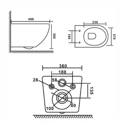Унитаз подвесной безободковый, Proma, CETUS, CSP01