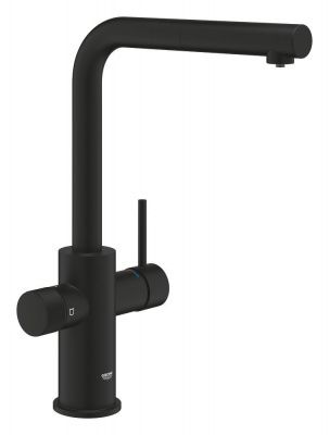 Смеситель для кухонной мойки GROHE Blue Pure Minta c вытяжным изливом, функцией фильтрации, без фильтра в комплекте, фантомный черный (30590KF0)