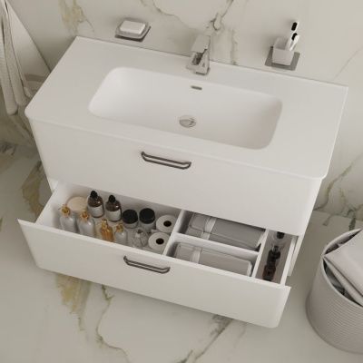 Тумба напольная с умывальником, белая, 100 см, Brick, IDDIS, BRI10WFi95K