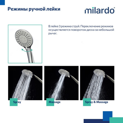 Душевая система с тропическим душем, хром глянцевый, Enjoy, Milardo, ENJSB3FM06