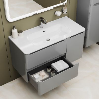 Тумба с умывальником, подвесная, 100 см, светло-серый, Edifice, IDDIS, EDI10L0i95K 