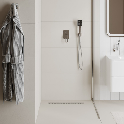 Лоток душевой, сифон 360, комбинированный затвор, перфорированная решетка, 600мм, хром, IDDIS, 975B6SB20DZ