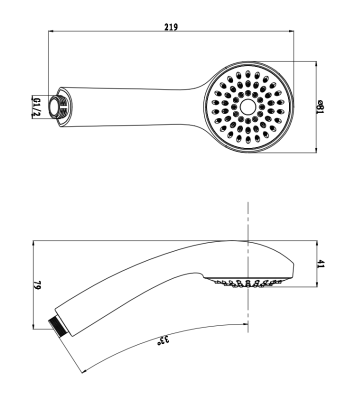 Лейка для душа, хром, 1M, CETUS, CSCRP195-1