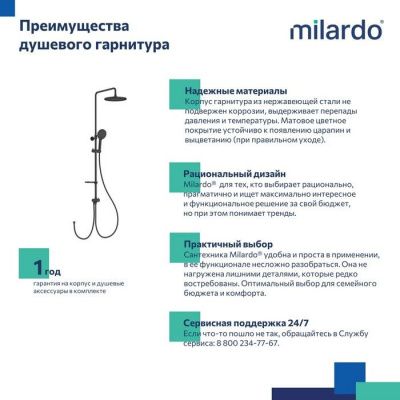 Душевой гарнитур с тропической лейкой, черный матовый, Ideal Spa, MILARDO,ILSBL3FM76