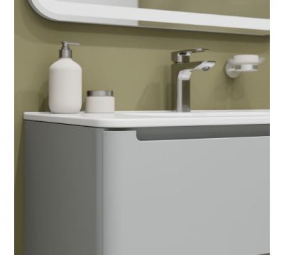 Тумба с умывальником, подвесная, 80 см, светло-серый, Edifice, IDDIS, EDI80L0i95K
