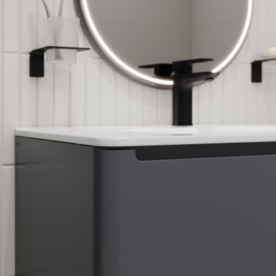 	Тумба с умывальником, подвесная, 80 см, темно-серый, Edifice, IDDIS, EDI80D0i95K