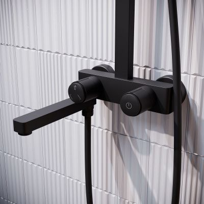 Смеситель с верхним душем с управлением Push Control, черный матовый, Slide, IDDIS, SLIBLBTi06