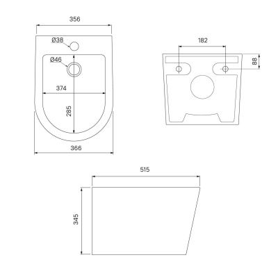 Подвесное биде чёрное матовое, Calipso, IDDIS, CALRB02i82