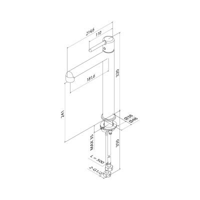 Cмеситель для настольного умывальника, хром матовый, Aiger, IDDIS, AIGBC01i01