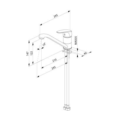 Смеситель для кухни, Meal, Milardo, M06SB00M05