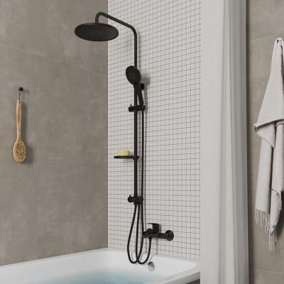 Душевой гарнитур с тропической лейкой, черный матовый, Ideal Spa, MILARDO,ILSBL3FM76