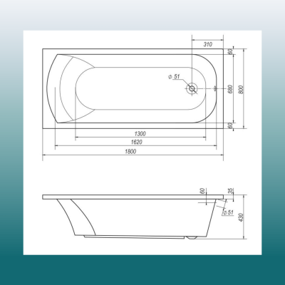 Ванна акриловая DIONA  VENTO Italy 180х80 DI180.080