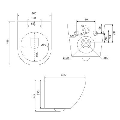 Унитаз подвесной безободковый, Blanco Q, IDDIS, BLQNDSEI25 с системой смыва "торнадо"