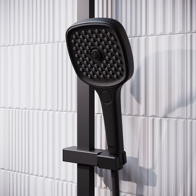 Смеситель с верхним душем с управлением Push Control, черный матовый, Slide, IDDIS, SLIBLBTi06