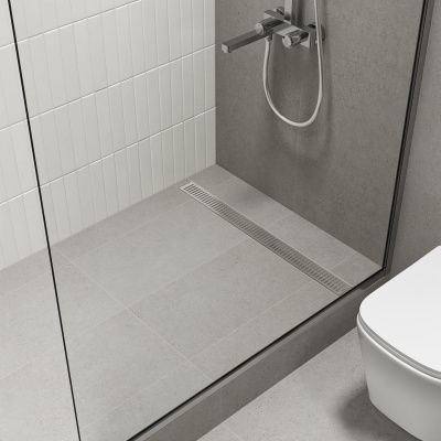 Лоток душевой, горизонтальный выпуск, комбинированный затвор, перфорированная решетка, 800мм, хром, IDDIS, 975A8SB10DZ