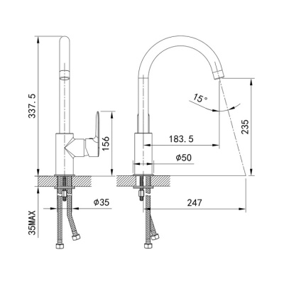 Смеситель для кухни, сатин, Cuba, IDDIS, CU1BNJ0i05