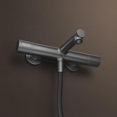 Смеситель для ванны с термостатом,графит матовый, Duna, IDDIS