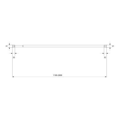 Карниз для ванной комнаты, 110-200 см, черный, Easy, Milardo, 014A200M14