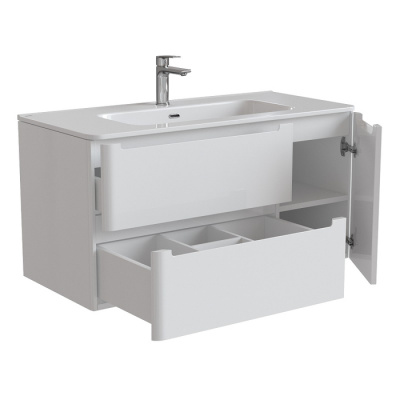 Тумба с умывальником, подвесная, 100 см, белая, Edifice, IDDIS, EDI10W1i95K