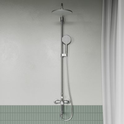 Душевая система с тропическим душем и изливом, хром матовый, Aiger, IDDIS, AIGBC3Fi06