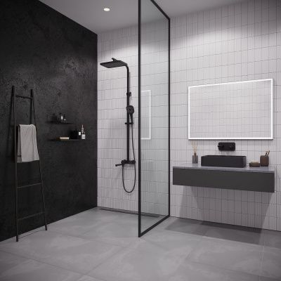 Смеситель с верхним душем с управлением Push Control, черный матовый, Slide, IDDIS, SLIBLBTi06