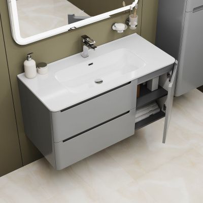 Тумба с умывальником, подвесная, 100 см, светло-серый, Edifice, IDDIS, EDI10L0i95K 