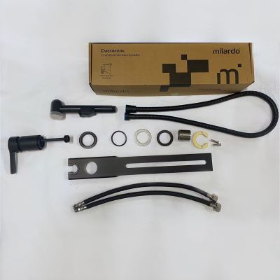 Смеситель с гигиеническим душем с установкой на унитаз, черный матовый, Tidy, Milardo, 001BL00M08