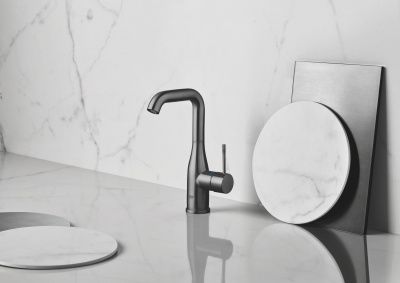 Смеситель для раковины GROHE Essence с донным клапаном, L-Size, темный графит матовый (24174AL1)