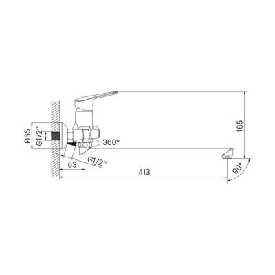 Смеситель для ванны с длинным изливом Torr, IDDIS, TORSBL2i10