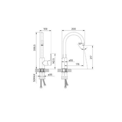 Смеситель для кухни с каналом для фильтрованной воды, сатин, Cuba, IDDIS, CUBBNFJi05