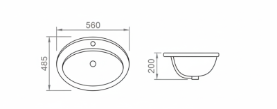 Умывальник на столешницу, овальный, CETUS, 2203