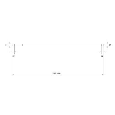 Карниз для ванной комнаты, 110-200 см, серый, IDDIS, SRC0120i14
