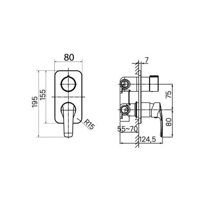 Встраиваемый смеситель с тремя выходами, черный матовый, Ray, IDDIS, RAYBL00i68