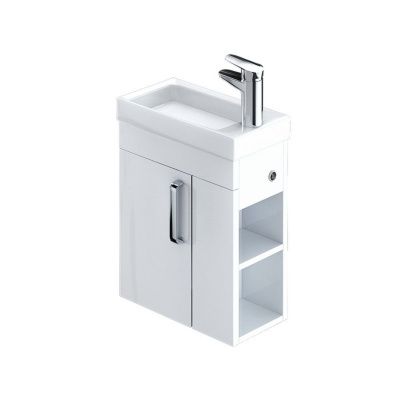 Тумба с умывальником, 40 см, подвесная, полки справа, TORR, IDDIS, TOR40WRi95K