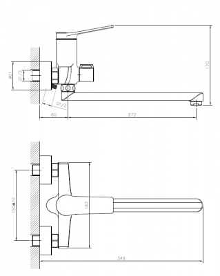 Смеситель для ванны с длинным изливом , Figura, CETUS, CSF2295572C-30F