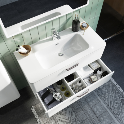 Тумба с умывальником, подвесная, 100 см, белая, Brick, IDDIS, BRI10W1i95K