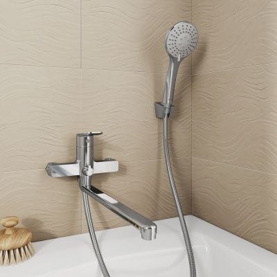 Смеситель для ванны с длинными изливом, глянцевый хром, Demi, Milardo, DEMSB00M10