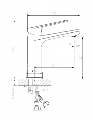 Смеситель для умывальника, Structura, CETUS, CSS1233533C