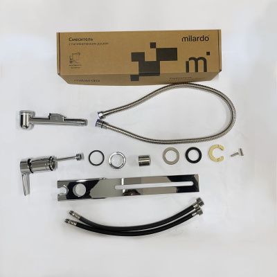 Смеситель с гигиеническим душем с установкой на унитаз, глянцевый хром, Tidy, Milardo, 001SB00M08