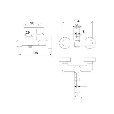 Смеситель для ванны, хром, Aiger, IDDIS, AIGSB00i02WA