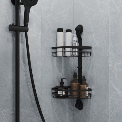 Двухъярусная угловая полка, проволока стальная, черный матовый, Easy, Milardo, EASCWS2M44