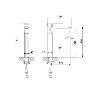 Смеситель для настольного умывальника, черный матовый, Slide IDDIS, SLIBL01i01