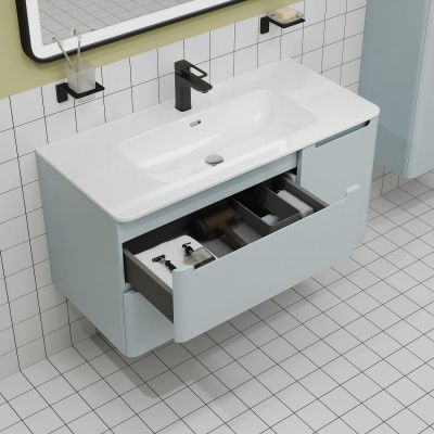 Тумба с умывальником, подвесная, 100 см,голубой, Edifice, IDDIS, EDI10B0i95K 