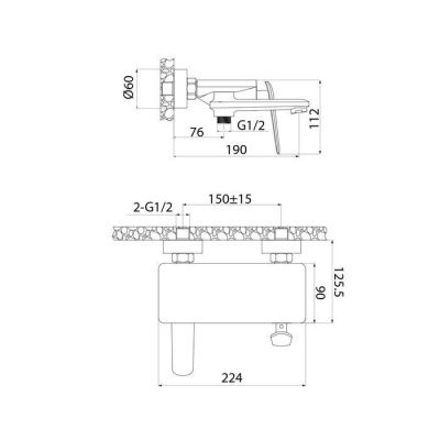 Смеситель для ванны с полочкой, Dash, IDDIS, DASSB00i02WA