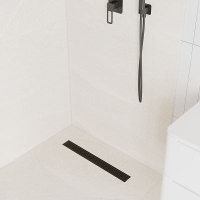 Лоток душевой, сифон 360, комбинированный затвор, перфорированная решетка, 600мм, черный, IDDIS, 975B6BL20DZ